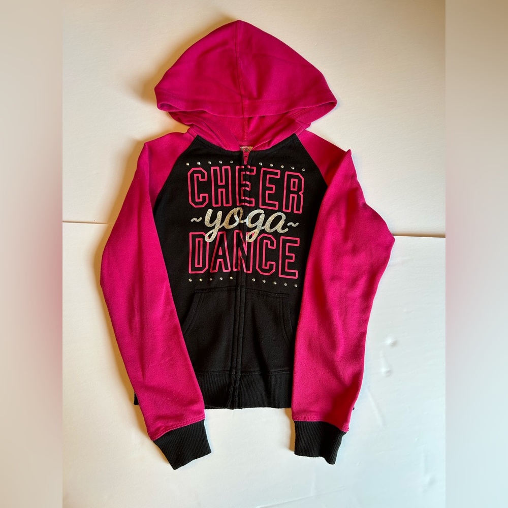 Danskin  Now Girls Size Medium (7-8) Hooded Jacket Hot Pink and Black
